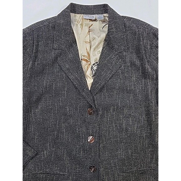Chico's Blazer Jacket Size 3 Women's Size US XL Tweed Silk Lined 3 Buttons - Picture 2 of 14